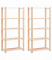 5-Tier Storage Racks 2 pcs 80x38x170 cm Solid Pinewood 250 kg