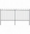Garden Fence with Hoop Top Steel 3.4x1.5 m Black