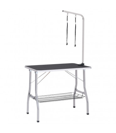 Adjustable Dog Grooming Table with 2 Loops and Basket