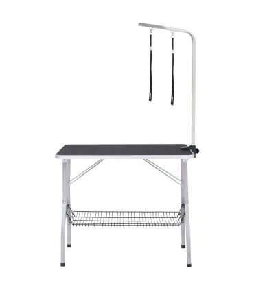 Adjustable Dog Grooming Table with 2 Loops and Basket
