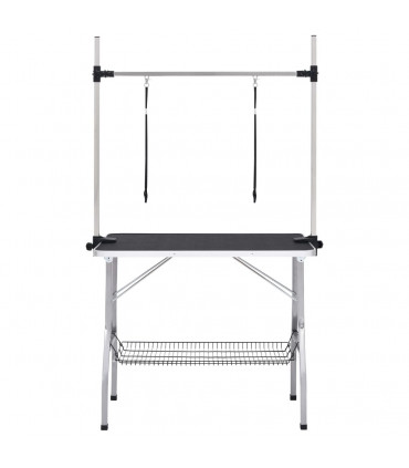 Adjustable Dog Grooming Table with 2 Loops and Basket