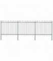 Garden Fence with Hoop Top Steel 5.1x1.5 m Black