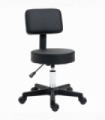 Salon Chair Swivel Adjustable Padded Seat Back 5 Wheels Black PU Leather 48cm