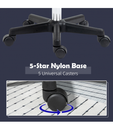 Salon Chair Swivel Adjustable Padded Seat Back 5 Wheels Black PU Leather 48cm