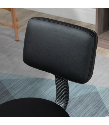 Salon Chair Swivel Adjustable Padded Seat Back 5 Wheels Black PU Leather 48cm