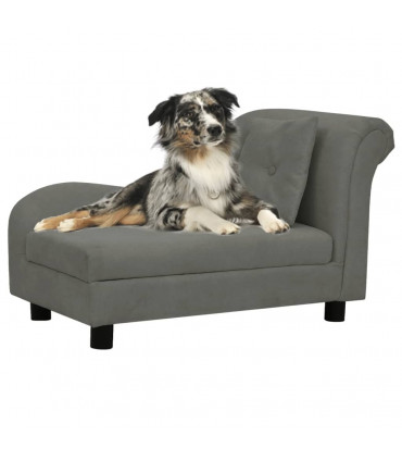 Dog Sofa with Pillow Dark Grey 83x44x44 cm Plush