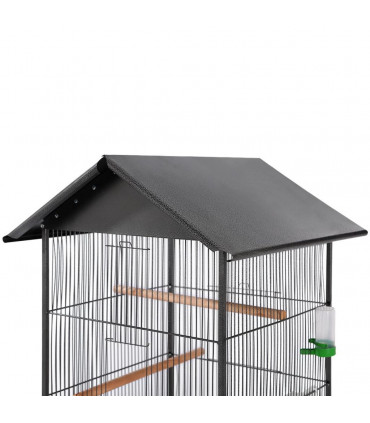 Bird Cage with Roof Black 66x66x155 cm Steel