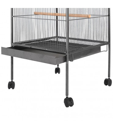 Bird Cage with Roof Black 66x66x155 cm Steel