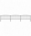 Garden Fence with Spear Top Steel (0.5-0.75)x5.1 m Black