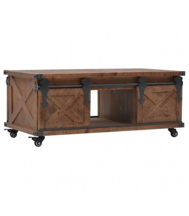 Coffee Table Solid Fir Wood 91x51x38 cm Brown