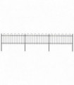 Garden Fence with Hoop Top Steel 5.1x0.8 m Black