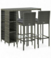 vidaXL 5 Piece Garden Bar Set with Cushions Poly Rattan Grey