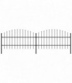 Garden Fence with Spear Top Steel (0.75-1)x3.4 m Black
