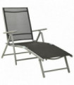Folding Sun Lounger Textilene and Aluminium Black and Silver