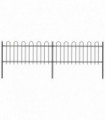 Garden Fence with Hoop Top Steel 3.4x0.8 m Black