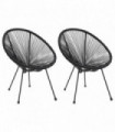 Garden Moon Chairs 2 pcs Rattan Black