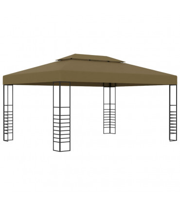 Gazebo with LED String Lights 3x4 m Taupe