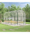 Greenhouse Transparent 161x398x188 cm PVC&Powder-coated Steel