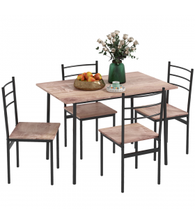 HOMCOM 5 Piece Dining Table and Chairs Set, Space Saving Table and 4 Chairs