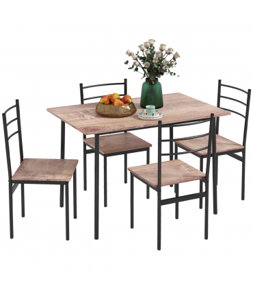 HOMCOM 5 Piece Dining Table and Chairs Set, Space Saving Table and 4 Chairs