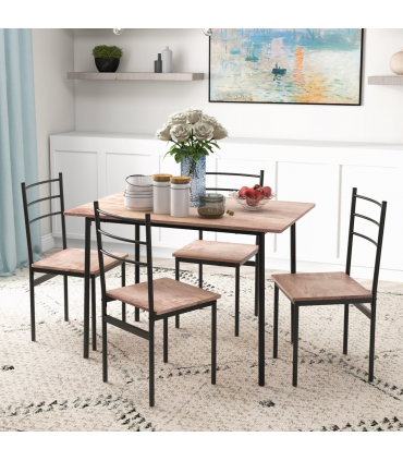 HOMCOM 5 Piece Dining Table and Chairs Set, Space Saving Table and 4 Chairs