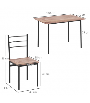 HOMCOM 5 Piece Dining Table and Chairs Set, Space Saving Table and 4 Chairs