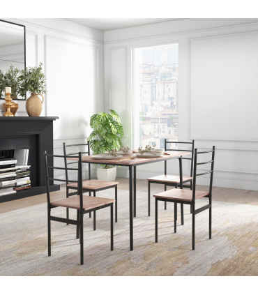 HOMCOM 5 Piece Dining Table and Chairs Set, Space Saving Table and 4 Chairs