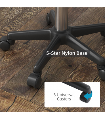 Swivel Salon Chair - Adjustable Height 43-55cm - Padded Seat Back 5 Wheels White