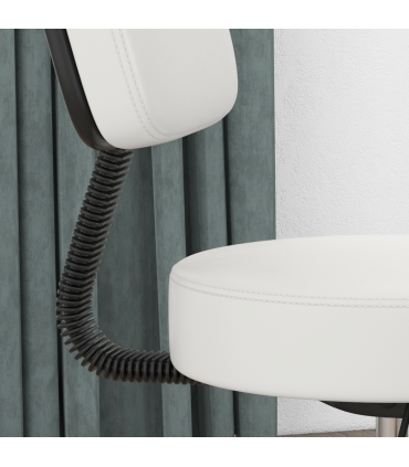 Swivel Salon Chair - Adjustable Height 43-55cm - Padded Seat Back 5 Wheels White