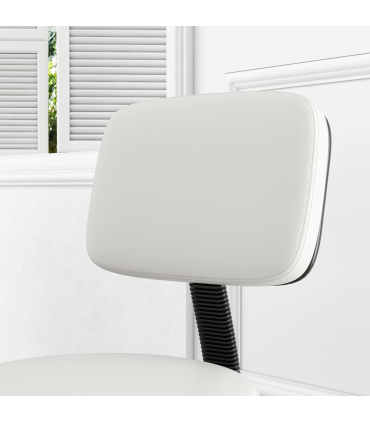 Swivel Salon Chair - Adjustable Height 43-55cm - Padded Seat Back 5 Wheels White