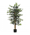 HOMCOM Artificial Ficus Tree with Lifelike Leaves and Natural Trunks Green