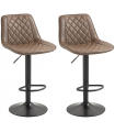 HOMCOM Bar Stools Set of 2, Adjustable Bar Chairs 360° Swivel for Kitchen Brown