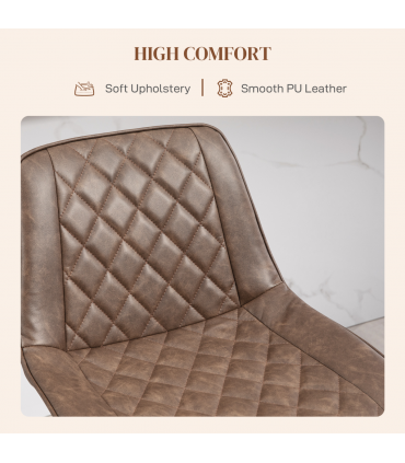 HOMCOM Bar Stools Set of 2, Adjustable Bar Chairs 360° Swivel for Kitchen Brown