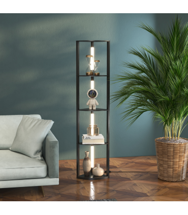 Floor Lamp Black HOMCOM Corner Floor Lamp with Dimmable Warm White LED Light