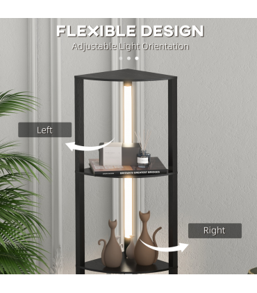 Floor Lamp Black HOMCOM Corner Floor Lamp with Dimmable Warm White LED Light