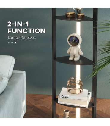 Floor Lamp Black HOMCOM Corner Floor Lamp with Dimmable Warm White LED Light