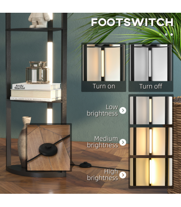 Floor Lamp Black HOMCOM Corner Floor Lamp with Dimmable Warm White LED Light