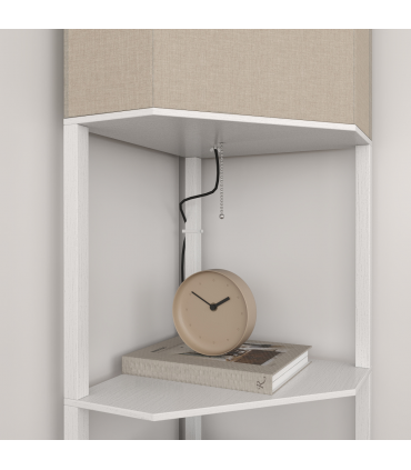 HOMCOM Corner Modern Floor Lamp with Shelves for Living Room, Bedroom, White