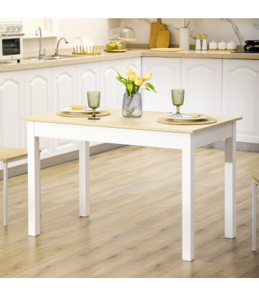 HOMCOM Dining Table for 4 to 6 Kitchen Table with Thick Legs Oak Wood Grain