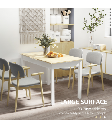 HOMCOM Dining Table for 4 to 6 Kitchen Table with Thick Legs Oak Wood Grain