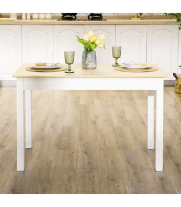 HOMCOM Dining Table for 4 to 6 Kitchen Table with Thick Legs Oak Wood Grain