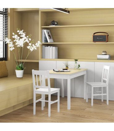 HOMCOM Dining Table for 4 to 6 Kitchen Table with Thick Legs Oak Wood Grain