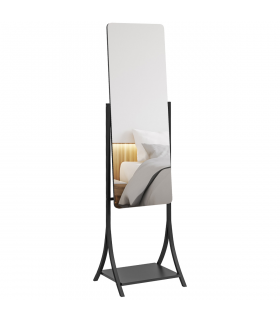 HOMCOM Freestanding Full Length Mirror Adjustable Full Body Mirror w/ Shelf
