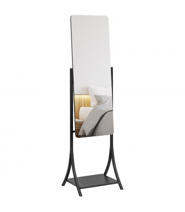 HOMCOM Freestanding Full Length Mirror Adjustable Full Body Mirror w/ Shelf