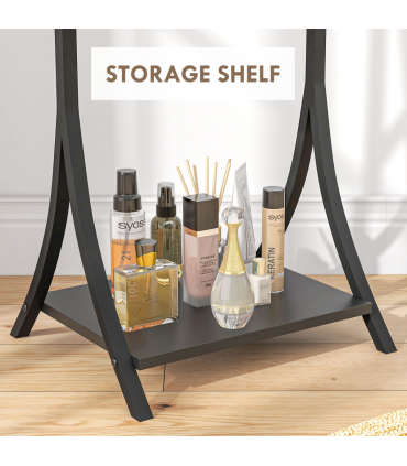 HOMCOM Freestanding Full Length Mirror Adjustable Full Body Mirror w/ Shelf
