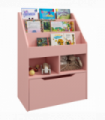 HOMCOM Kids Bookcase, Toy Box w/ Storage Drawer, Wheels for Bedroom - Pink
