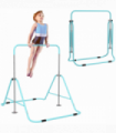 HOMCOM Kids Gymnastic Bar with Adjustable Height, Foldable Training Bar - Blue