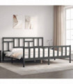 vidaXL Bed Frame with Headboard Grey 200x200 cm Solid Wood