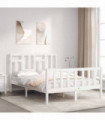 vidaXL Bed Frame with Headboard White 140x190 cm Solid Wood