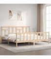 vidaXL Bed Frame with Headboard 200x200 cm Solid Wood